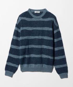 BEAUTY&YOUTH/＜coor＞へアリー ストライプ ニット ブルー/ニット / セーター