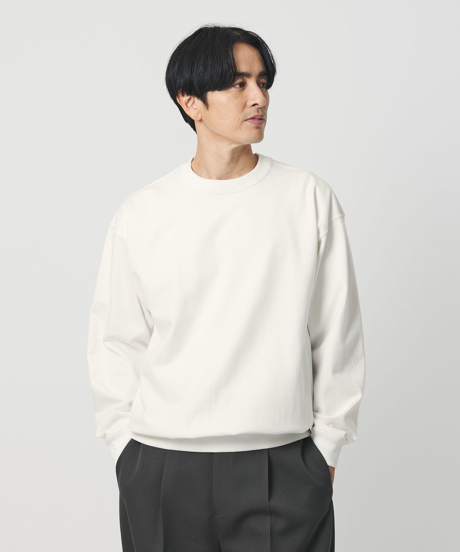 RIVE DROITEキーネックオーバースウェット⭐︎白⭐︎新品美品 ハイバルキー クルーネック スウェット