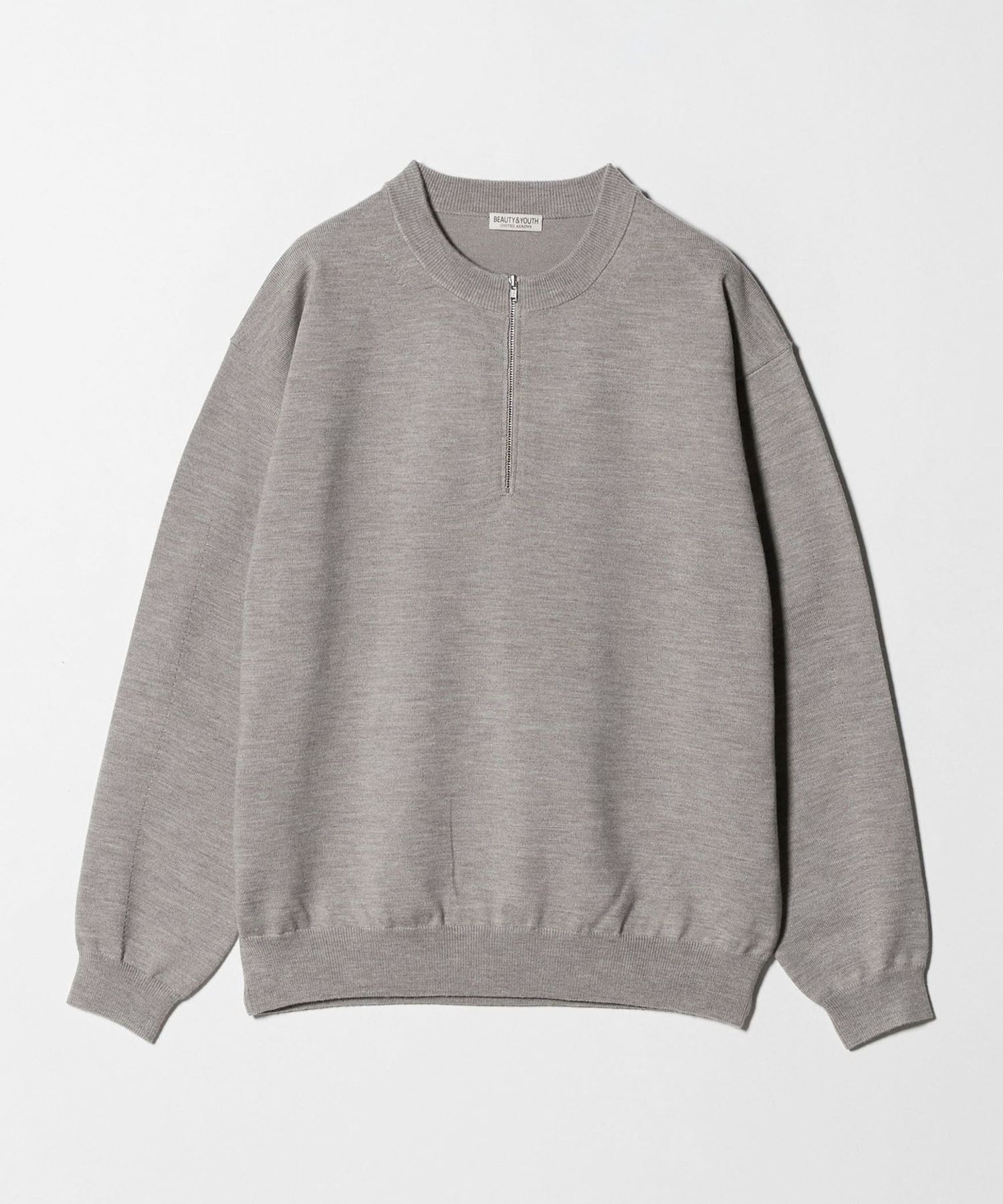 ハイブリッド ウール ジップ クルーネック ニット