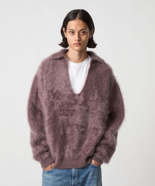 H BEAUTY&YOUTH/＜H＞カシミヤファー アゼ スキッパー ニット/ニット / セーター