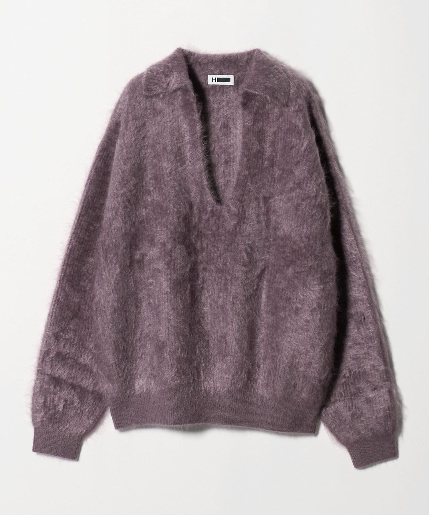 H＞カシミヤファー アゼ スキッパー ニット