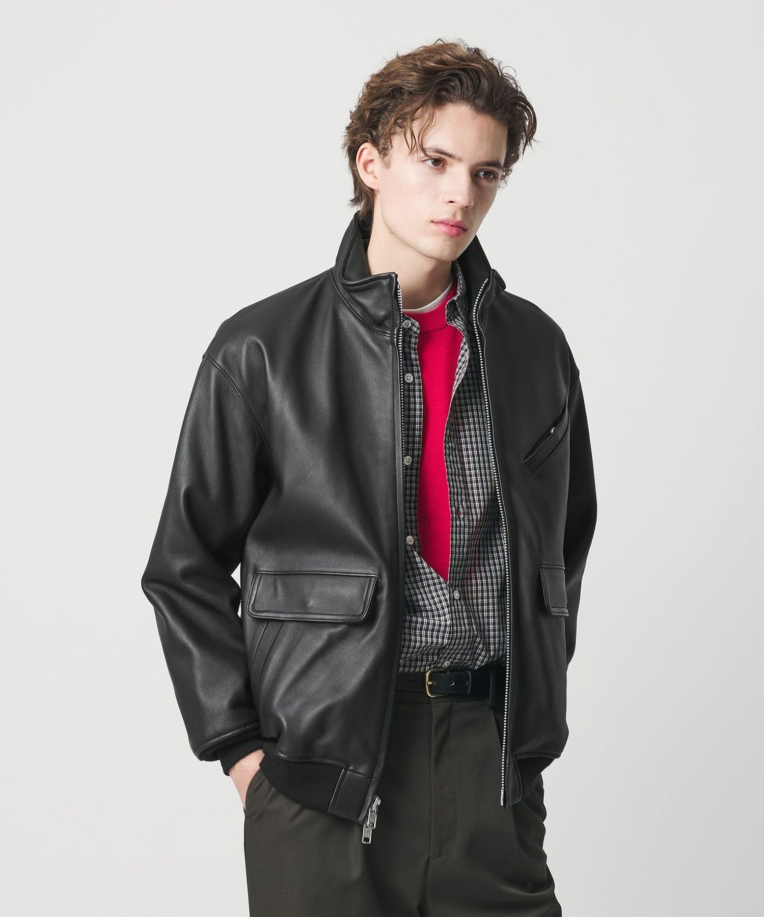 別注】＜AVIREX＞レザー ジップ ブルゾン