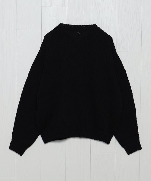 h beauty&youth バンプコットン　ワイドクロップド ニット H＞バンプコットン ワイド クロップド クルーネックニット