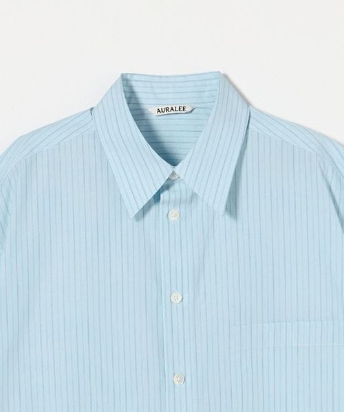トップス auralee STRIPE HALF SLEEVED SHIRT AURALEE】SUVIN HIGH COUNT CLOTH STRIPE HALF SLEEVED SHIRT