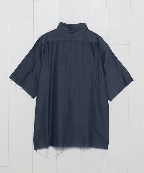 H BEAUTY&YOUTH ウェザー スクエア カット ショートスリーブシャツ H＞ウェザークロス スクエアカット ショートスリーブシャツ