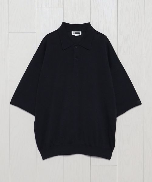 H BEAUTY&YOUTH ＜H＞ギマコットン ポロカラーニット H＞ギマコットン ポロカラーニット