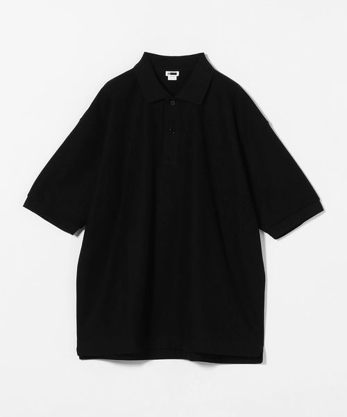 H BEAUTY & YOUTH / ニットポロ　黒　M H＞ソリッドウール 2B ニットポロシャツ