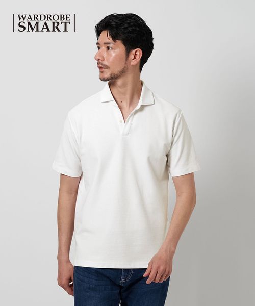 BEAUTY&YOUTH/【WEB限定 WARDROBE SMART】ステイ クリーン ピケ スキッパー ポロシャツ【抗菌防臭】/ポロシャツ