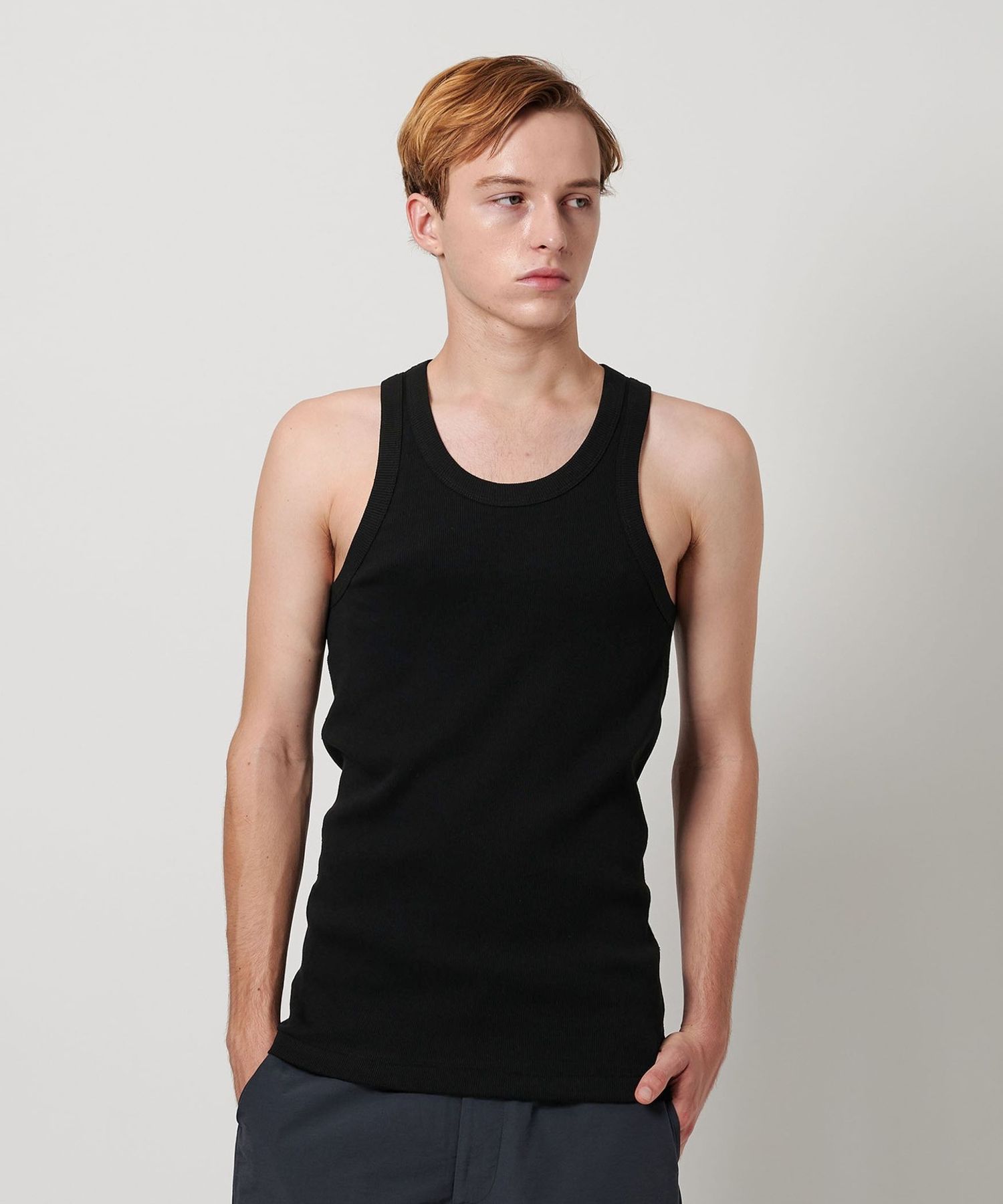 H＞ハイブリッドコットン テレコ タンクトップ