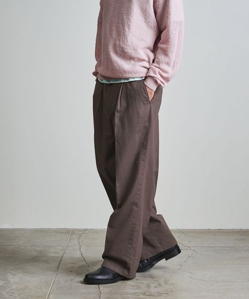 BEAUTY&YOUTH/コットン 麻 ミックス ワイド ストレート スラックス/その他パンツ