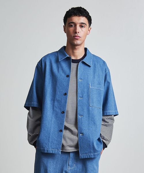 BEAUTY&YOUTH/デニム キャンプカラー ショートスリーブ シャツ/シャツ / ブラウス