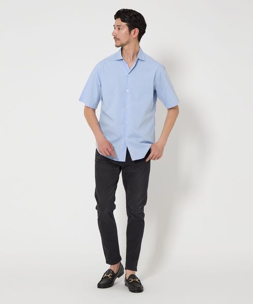 WEB限定 WARDROBE SMART】コットン ワイドカラー スキッパーシャツ