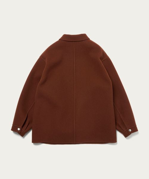 H BEAUTY＆YOUTHウールカシミヤ メルトンカバーオール黒ジャケット H＞シープレザー カバーオール