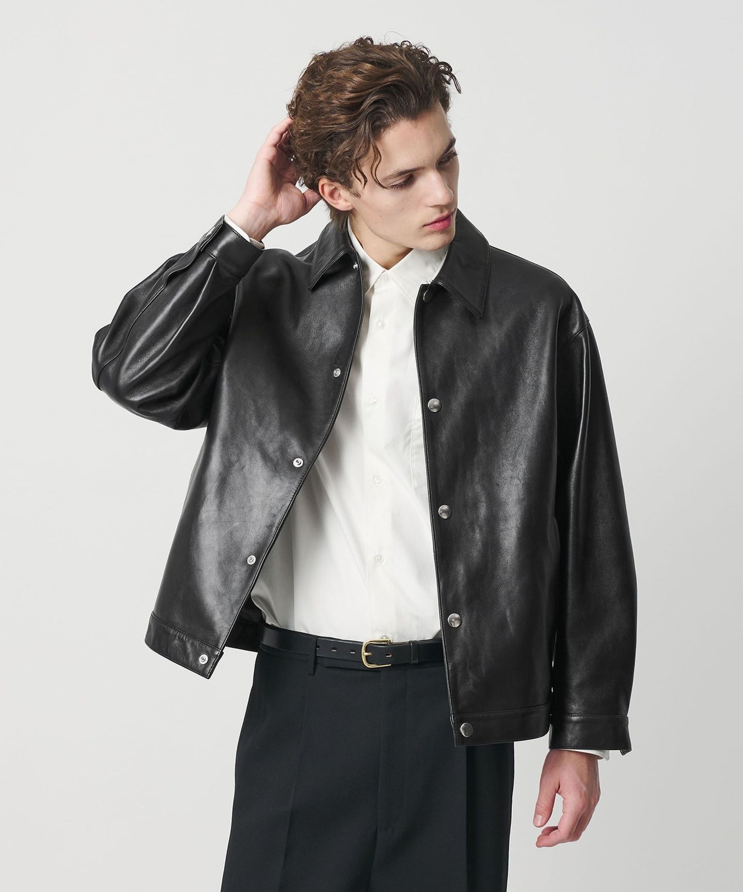 セミベジタブル レザー トラッカー ジャケット