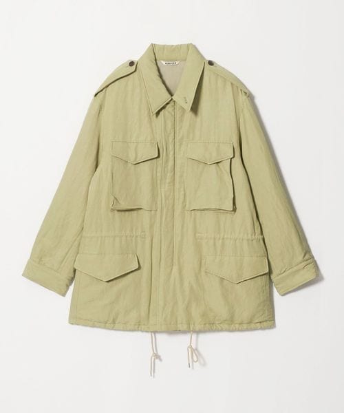 AURALEE/＜AURALEE＞BRUSHED SILK LINEN SATIN PADDED MILITARY BLOUSON/ミリタリージャケット/ミリタリージャケット