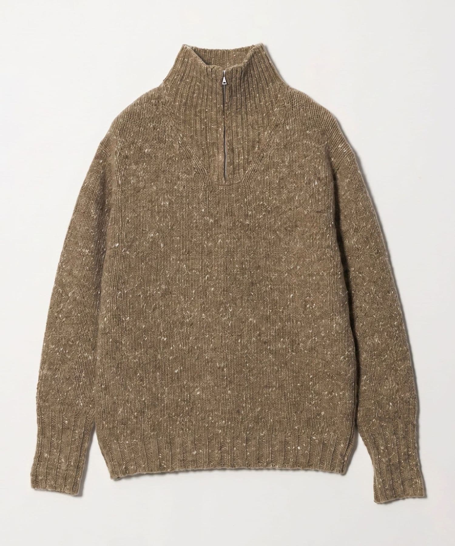 AURALEE＞LOW―GAUGE HOMESPUN TWEED KNIT ZIP TURTLE/ニット