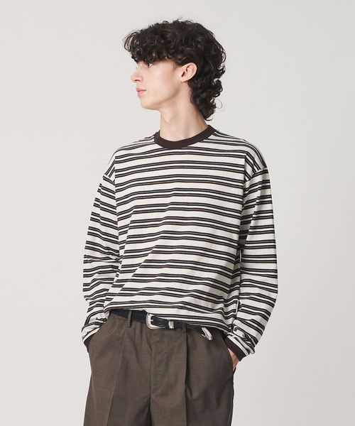BEAUTY&YOUTH/ラフィー マルチ ボーダー クルーネック カットソー/Tシャツ / カットソー