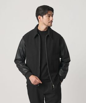 BEAUTY&YOUTH/【WEB限定 WARDROBE SMART】ブラックメルトン レザーライク ジップ ブルゾン/その他コート / ブルゾン