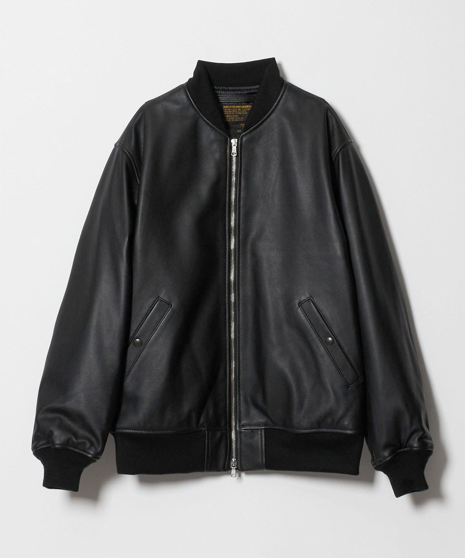 【美品】別注 AVIREX MA-1 ユナイテッドアローズ 黒 別注】＜AVIREX＞レザー MA―1 ジャケット