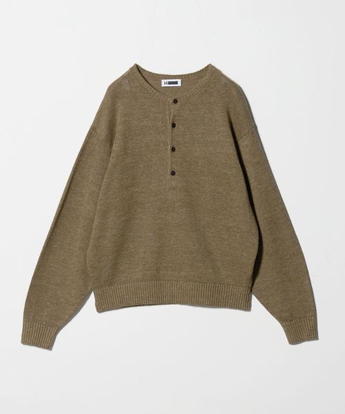 H BEAUTY&YOUTH/＜H＞リネン4B ヘンリーネックニット/ニット / セーター