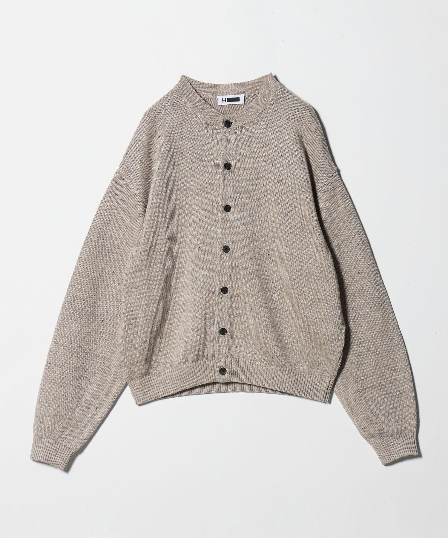 H＞リネンクロップドクルーネックカーディガン