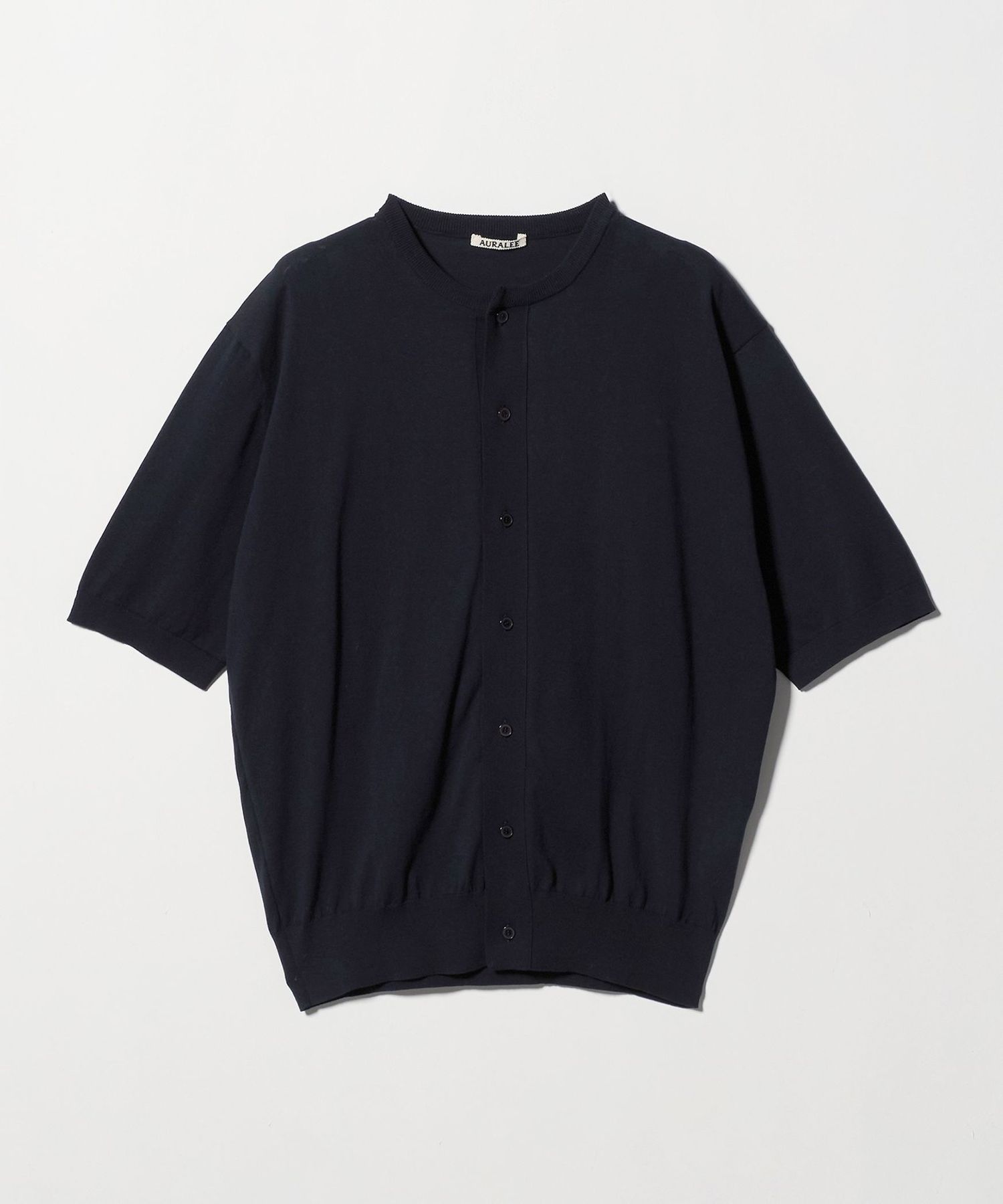 AURALEE＞HIGH GAUGE KNIT HALF SLEEVED CARDIGAN/カーディガン