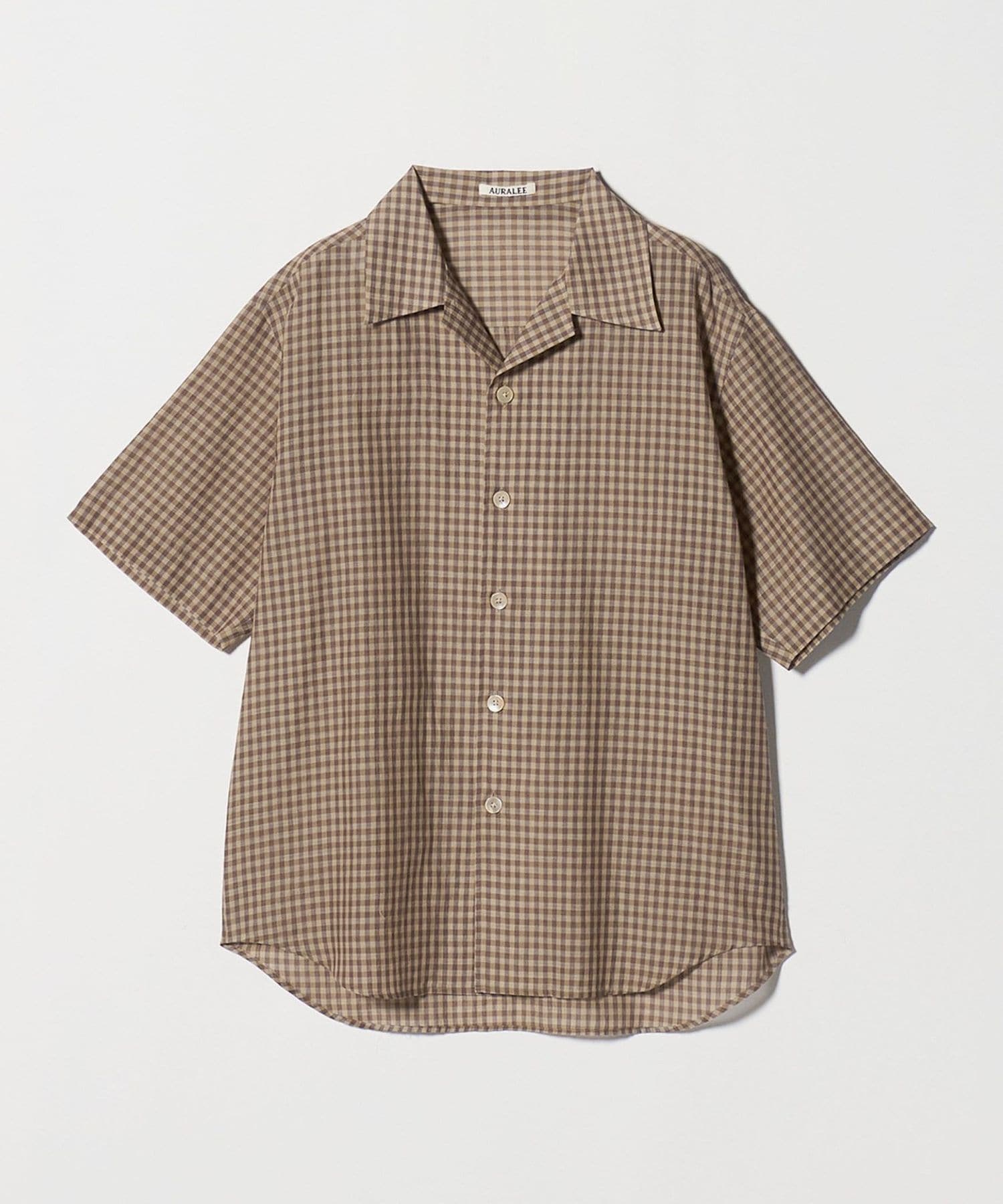 AURALEE>AIRY LIGHT COTTON CHECK HALF SLEEVED SHIRT/シャツ AURALEE>AIRY LIGHT COTTON CHECK HALF SLEEVED SHIRT/シャツ