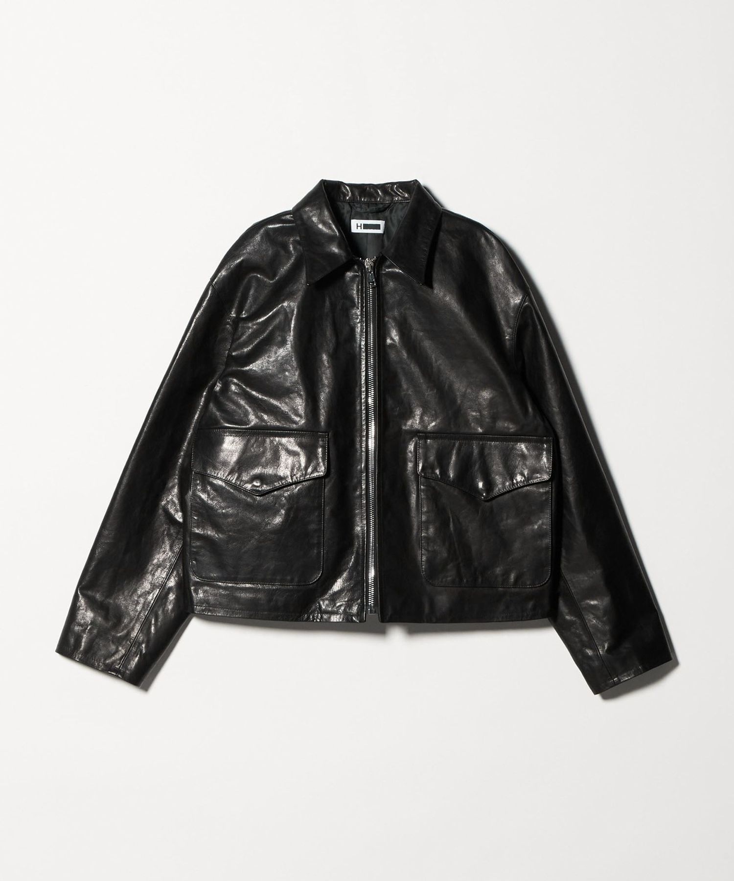 h beauty&youth レザージャケット　ブラック　Lサイズ H＞カウレザー ジップ ジャケット