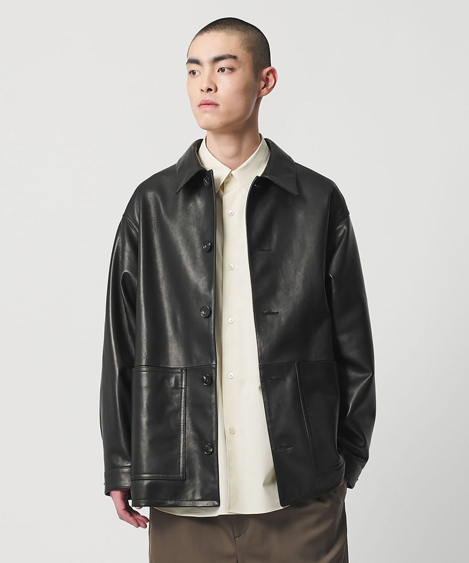 H＞シープレザー カバーオール