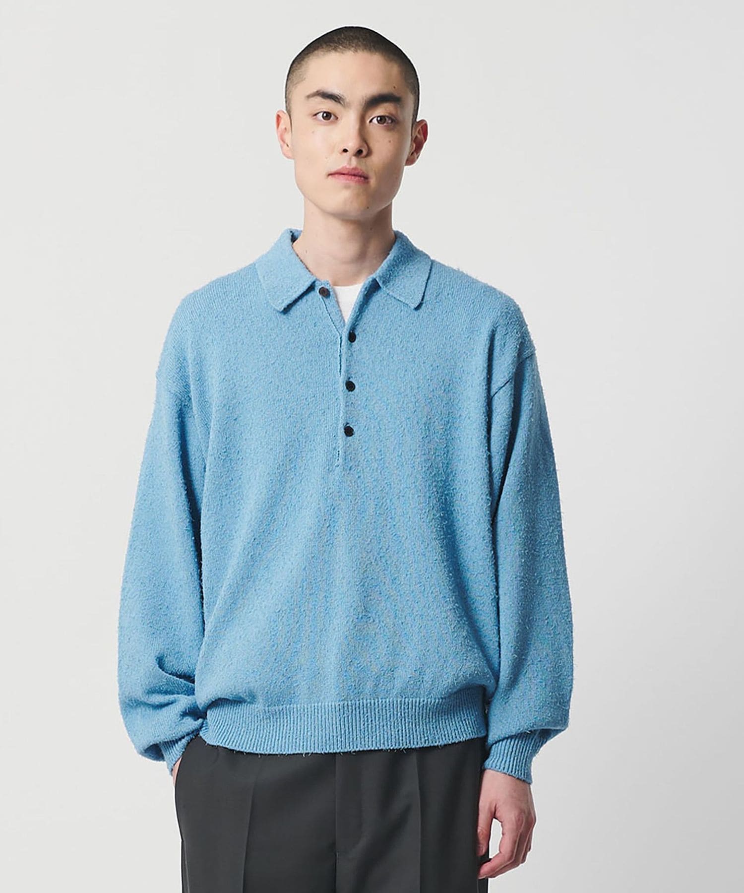 H＞ツイスティ コットン 4B ニットポロシャツ