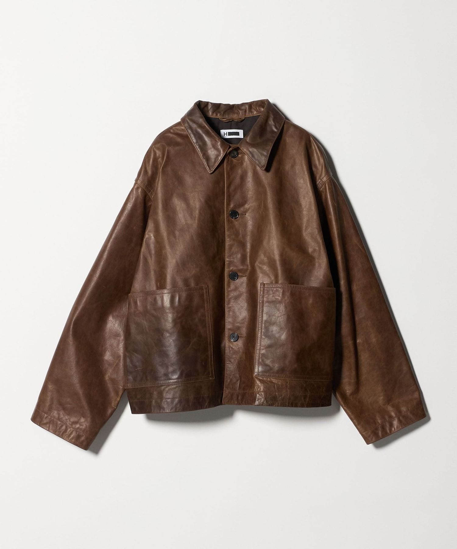 H＞カウレザー ショート カバーオール