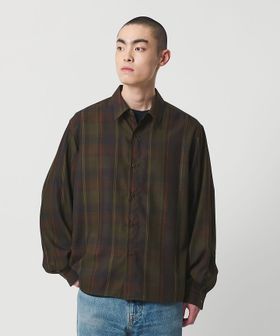 H BEAUTY&YOUTH/＜H＞レーヨンシルクチェック スローオン レギュラーカラーシャツ/シャツ / ブラウス