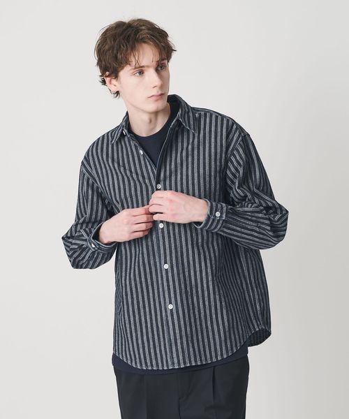 BEAUTY&YOUTH/ストライプ デニム オーバー シャツ/シャツ / ブラウス