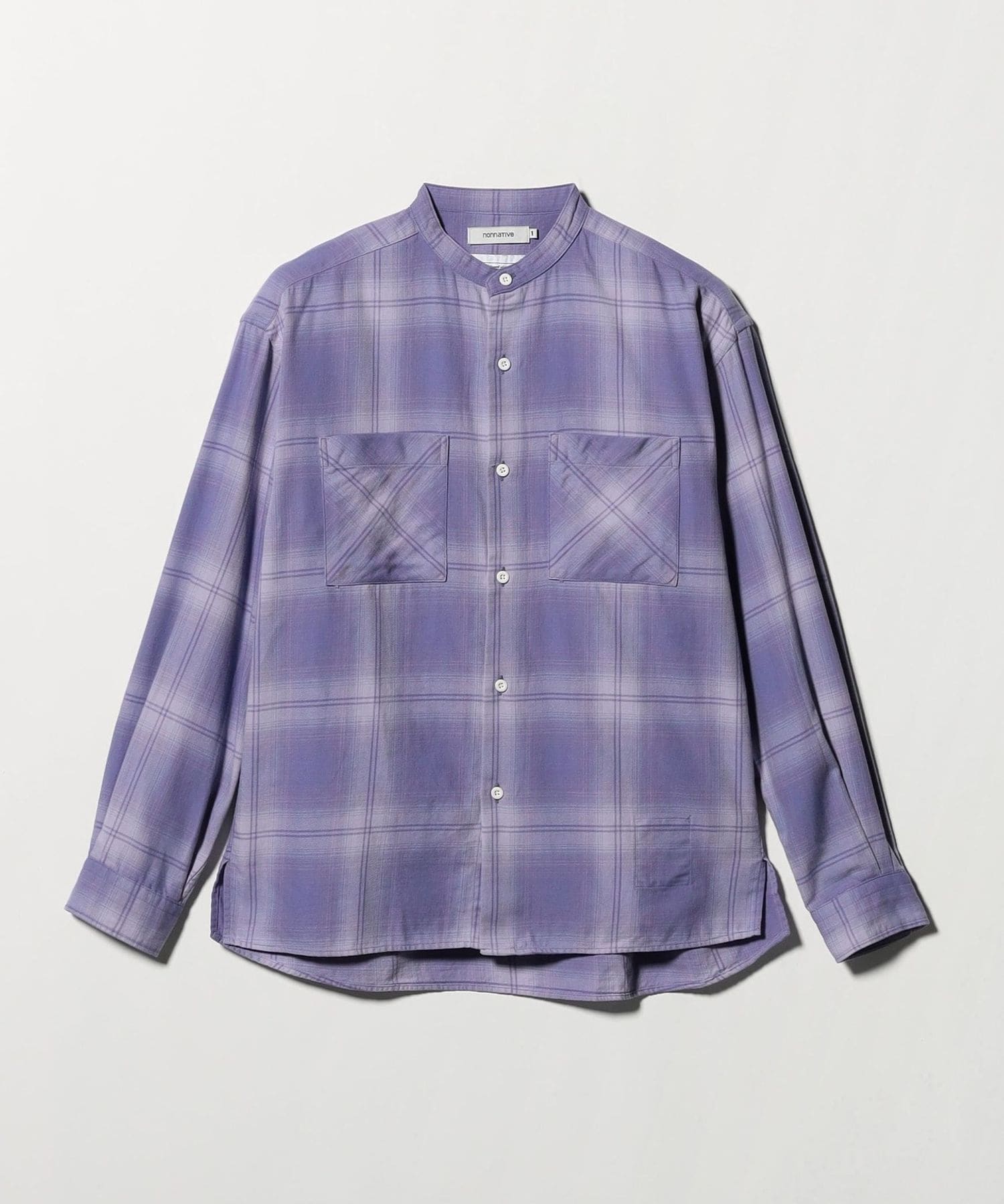 nonnative × Rafu＞オフィサー オンブレチェック スタンドカラー シャツ