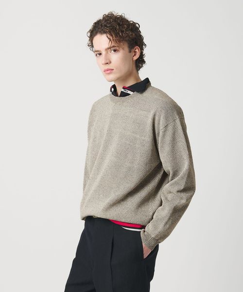 BEAUTY&YOUTH/リネンブレンド メランジ クルーネック ニット ウォッシャブル/ニット / セーター