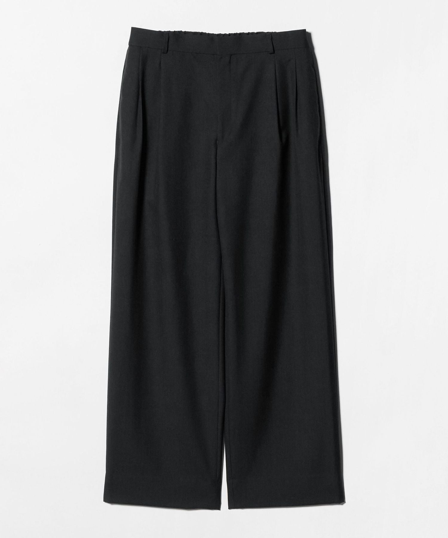 H＞ウールトロピカル 2プリーツ ワイド バックイージーパンツ
