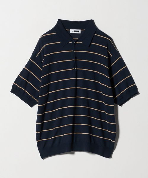 H BEAUTY&YOUTH/＜H＞スリーク ウール ボーダー ニットポロシャツ/ポロシャツ