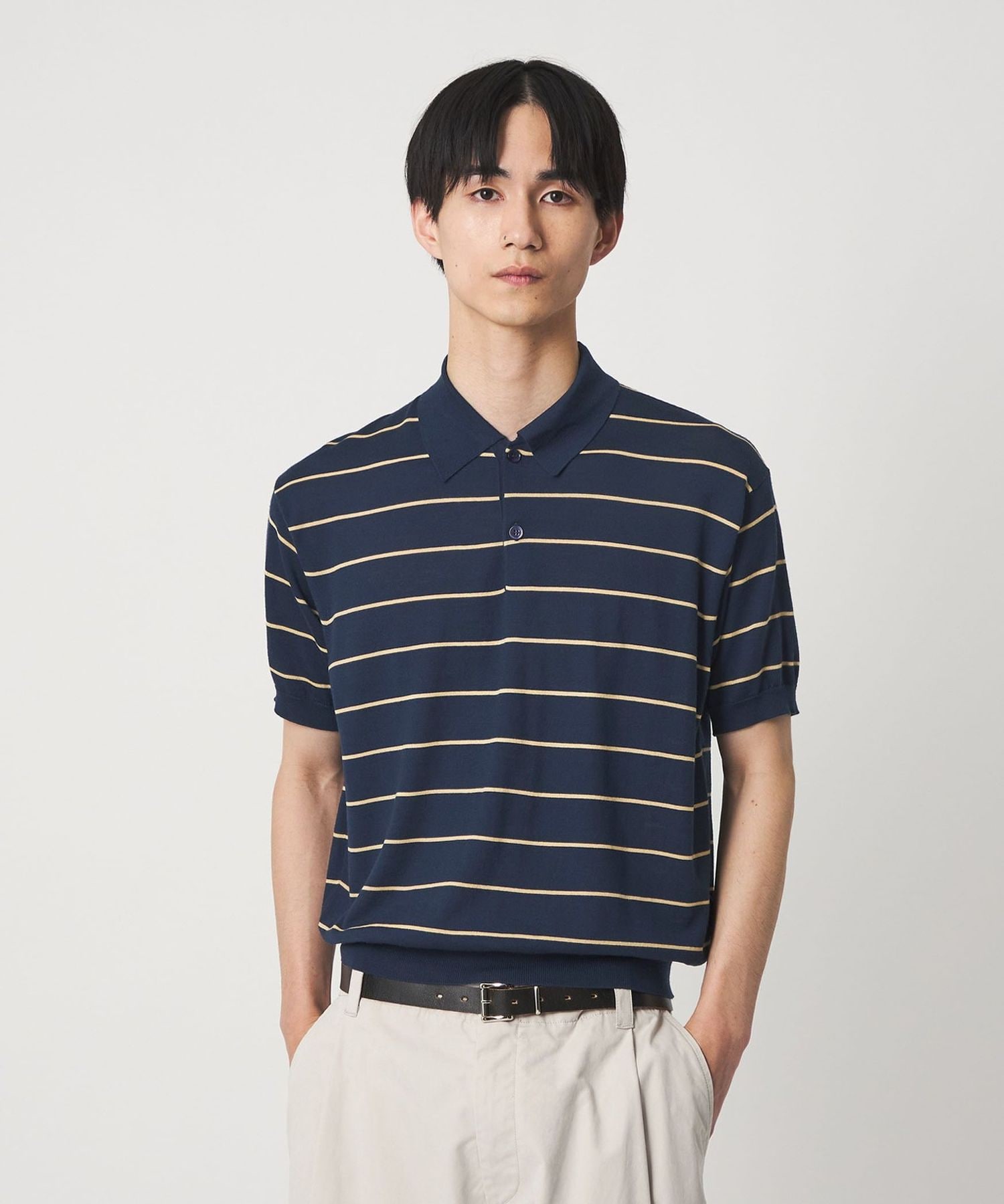 ユナイテッドアローズ ウール100% 長袖 ニットポロシャツ ネイビー UNITED ARROWS（ユナイテッドアローズ）の「ニットポロシャツ UA COZY