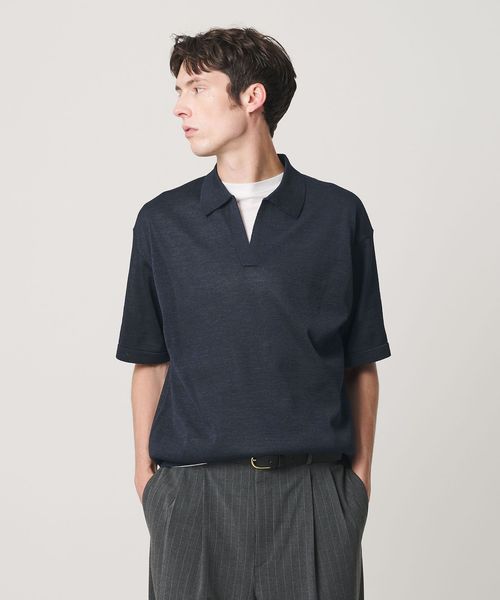 BEAUTY&YOUTH/シャイン ギマ スキッパー ポロニット ウォッシャブル/ニット / セーター