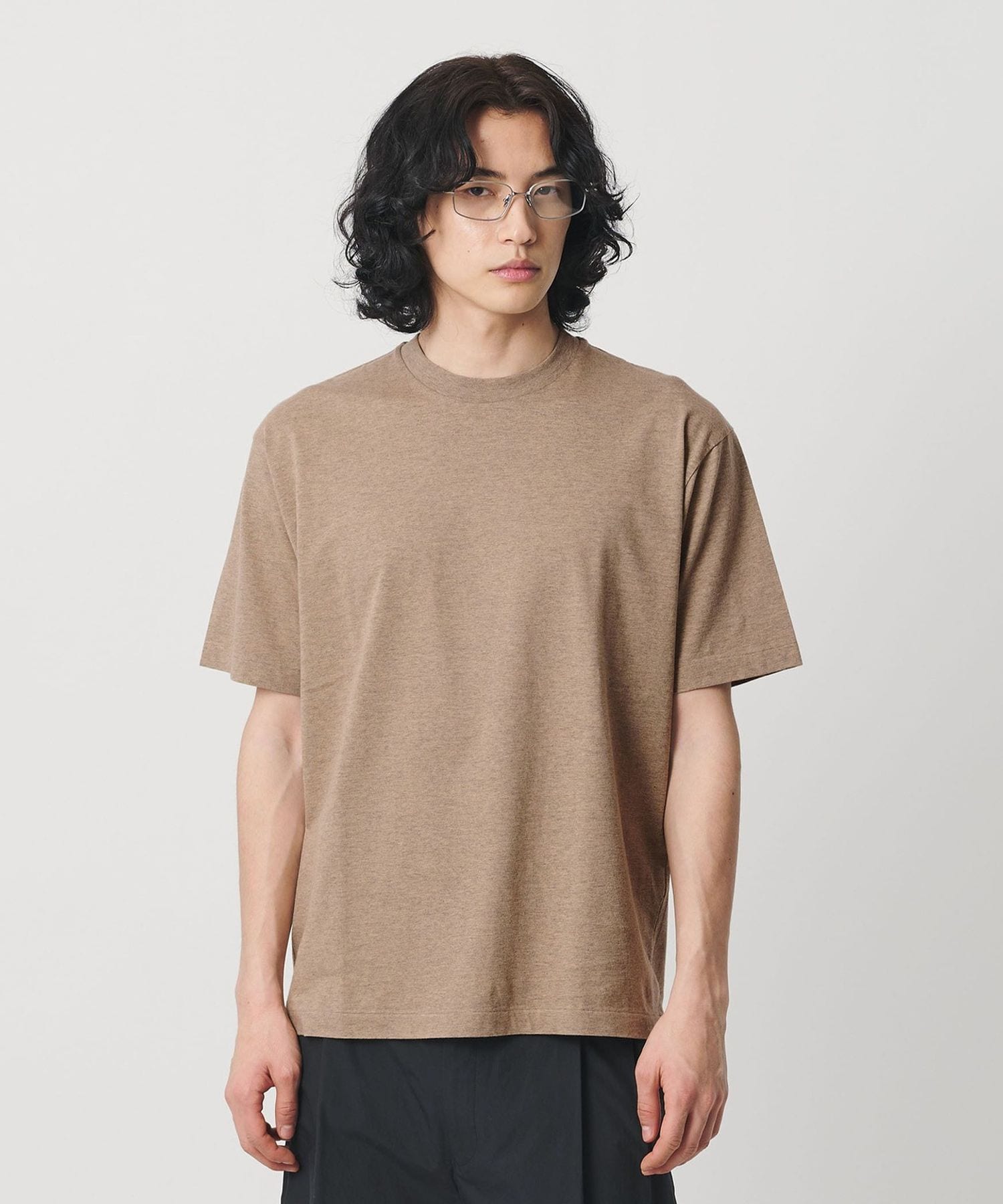 H＞ヘザー オーバーダイ クルーネック Tシャツ
