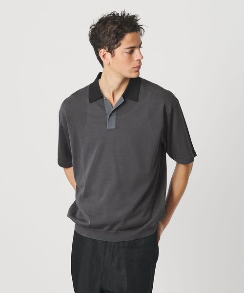 BEAUTY&YOUTH/クレイジーパターン ギマ ショートスリーブ ポロニット/ポロシャツ