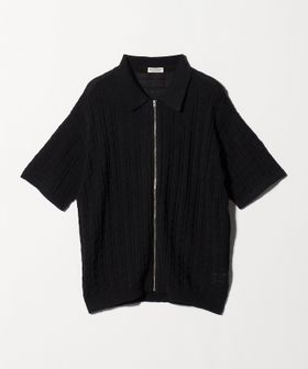 BEAUTY&YOUTH/ジャガード フルジップ ショートスリーブ ポロニット ウォッシャブル/カーディガン / ボレロ