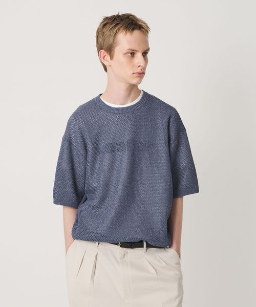 BEAUTY&YOUTH/ダイアゴナル ウェーブ パターン クルーネック ニット/ニット / セーター