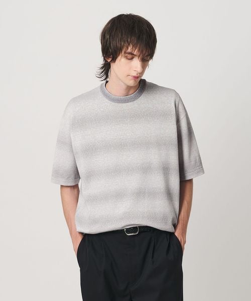 BEAUTY&YOUTH/シアー オンブレ ボーダー クルーネック Tシャツ ウォッシャブル/ニット / セーター