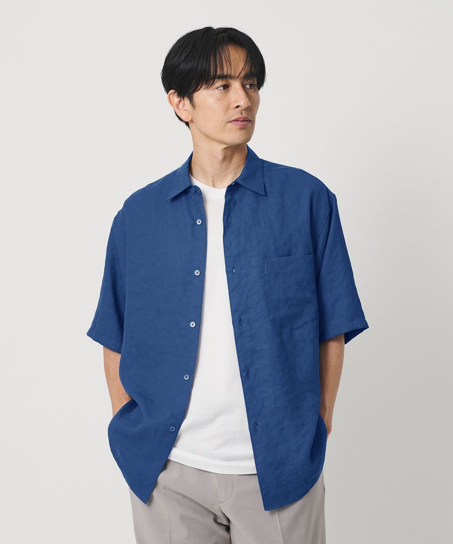 ライト リネンタッチ キャンプカラー シャツ FORM型