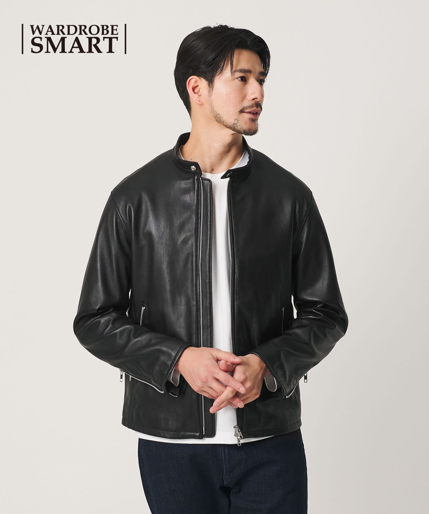 WEB限定 WARDROBE SMART】 シープ シングル ライダースジャケット