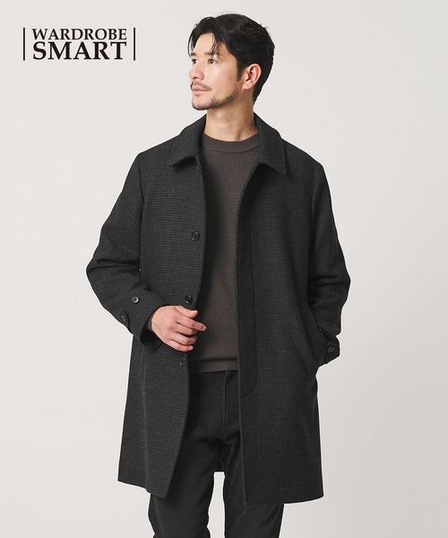 BEAUTY&YOUTH/【WEB限定 WARDROBE SMART】 ソフトツイード チェック バルカラー コート/ステンカラーコート