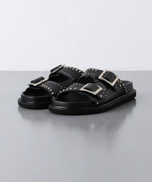 新品 HTC× SLIPPER スタッズ サンダル 黒 US7 ☆極美品 アイランドスリッパ × HTC 別注 スタッズ レザー