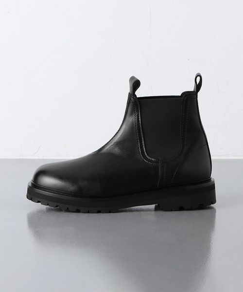 黒 レザー サイドゴアブーツ