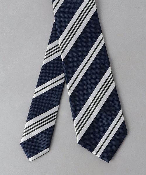 【極美品】UNITED ARROWS／レジメンタル／サテン／ネイビー×ブラウン ネイビー ベーシック レジメンタル ネクタイ